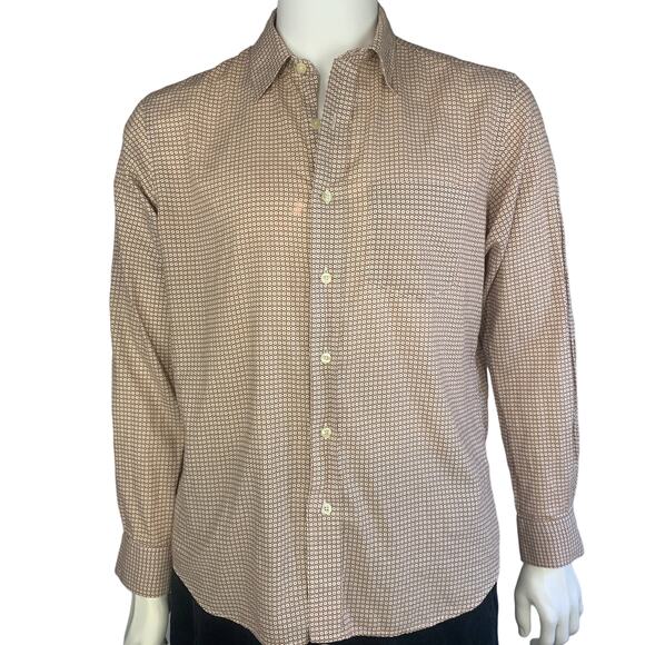 Men Dress Shirts GAP Classic Fit White and brown minicircles Medium - Picture 1 of 3
